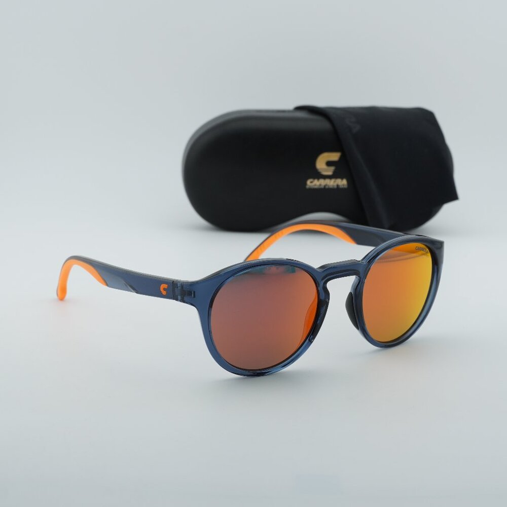 CARRERA 8056/S 0PJP UZ Round Sunglasses - Blue/Orange Mirror